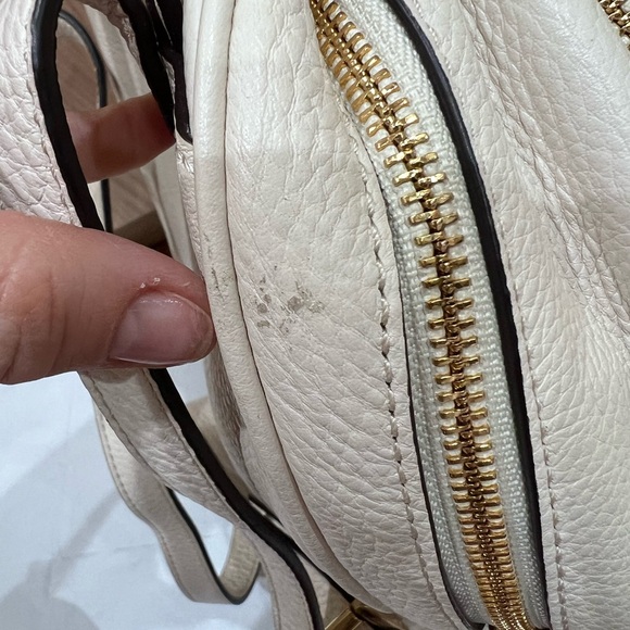 Pre-owned Michael Kors Rhea Zip Leather Backpack Chalk Cream Python Color Bag - Picture 12 of 12